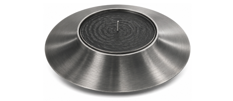 Brushed steel candle holder