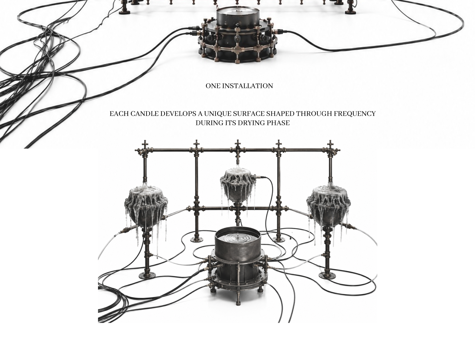 One installation — resonators, cabling and frequency-shaped vessels